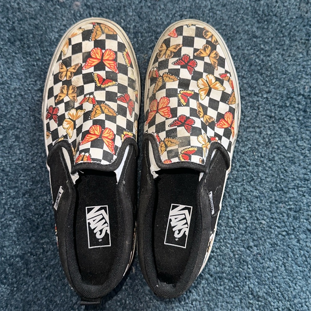 girls butterfly/checkered Vans